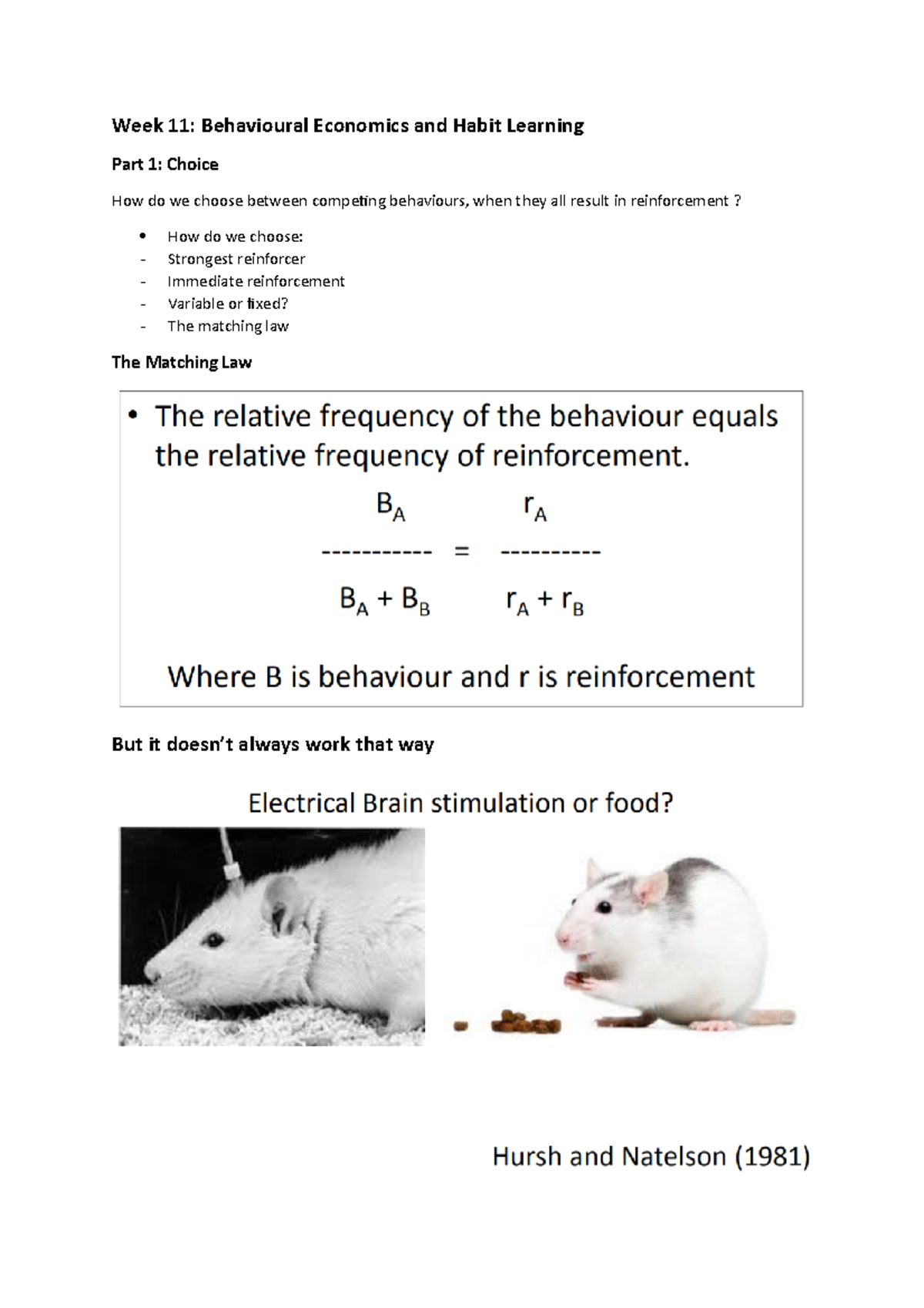 Week 11 - lecture notes - Week 11: Behavioural Economics and Habit ...