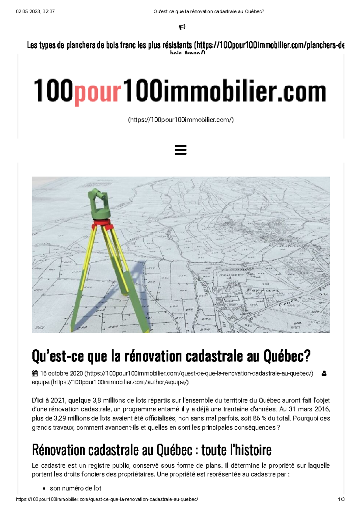 Qu'estce que la rénovation cadastrale au Québec 02.05, 0237 Qu'est