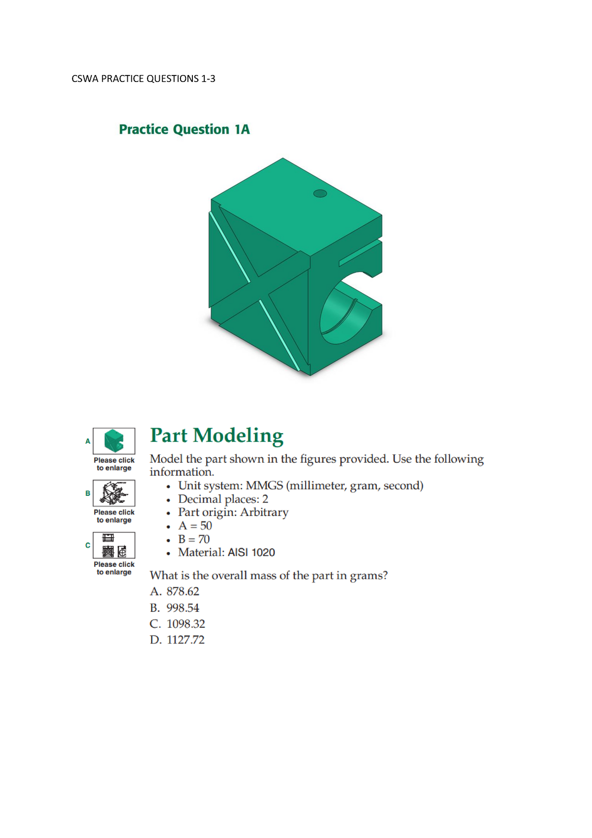 CSWA Help Papers For Solidworks - Engineering Design I - CSWA PRACTICE ...