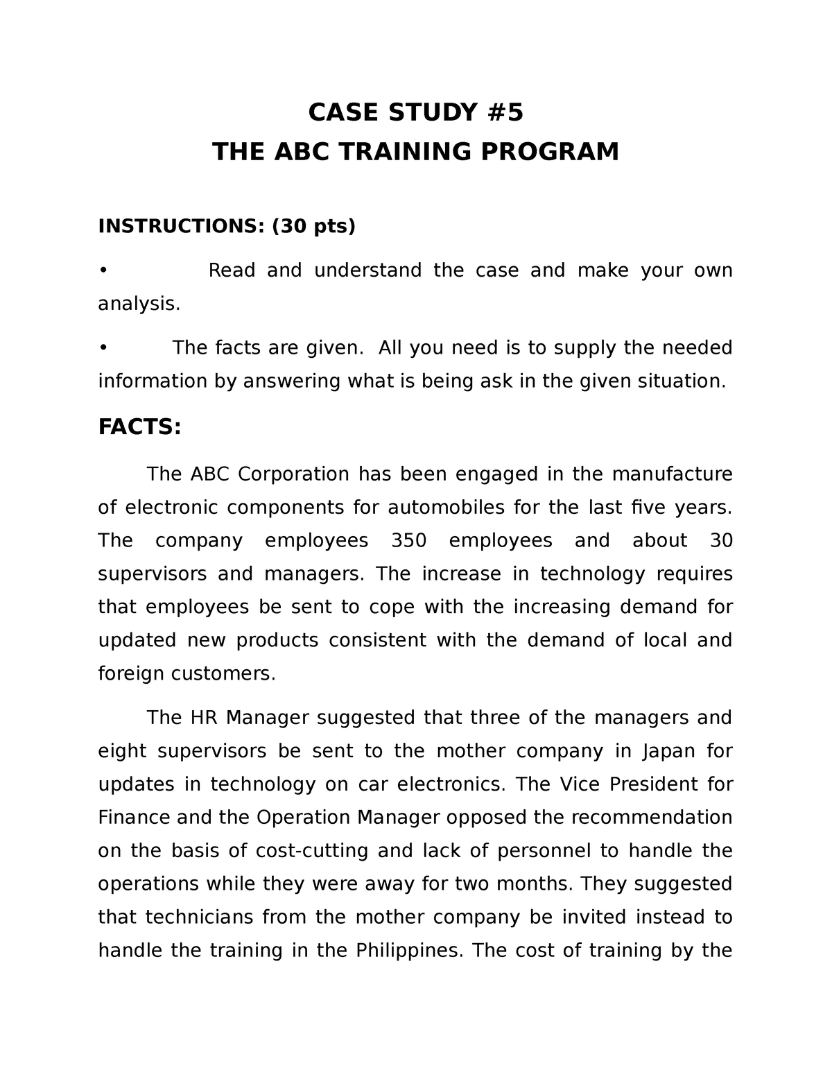 case study the abc training program