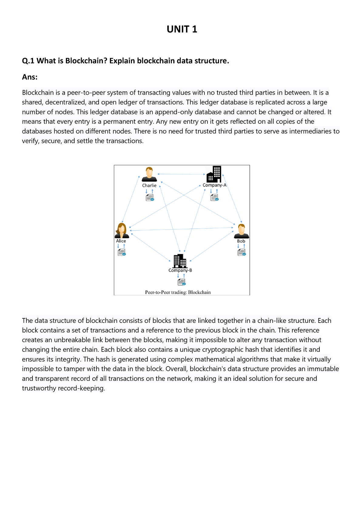 Blockchain Notes - UNIT 1 Q What Is Blockchain? Explain Blockchain Data ...