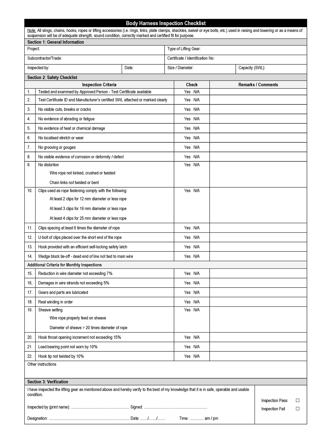 LLM EH CHK 1216 00.00(00) Lifting Gear Inspec - Body Harness Inspection ...