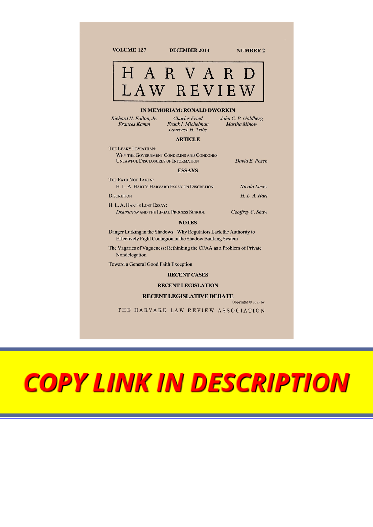 Pdf Read Online Harvard Law Review Volume 127 Number 2 December 2013 ...