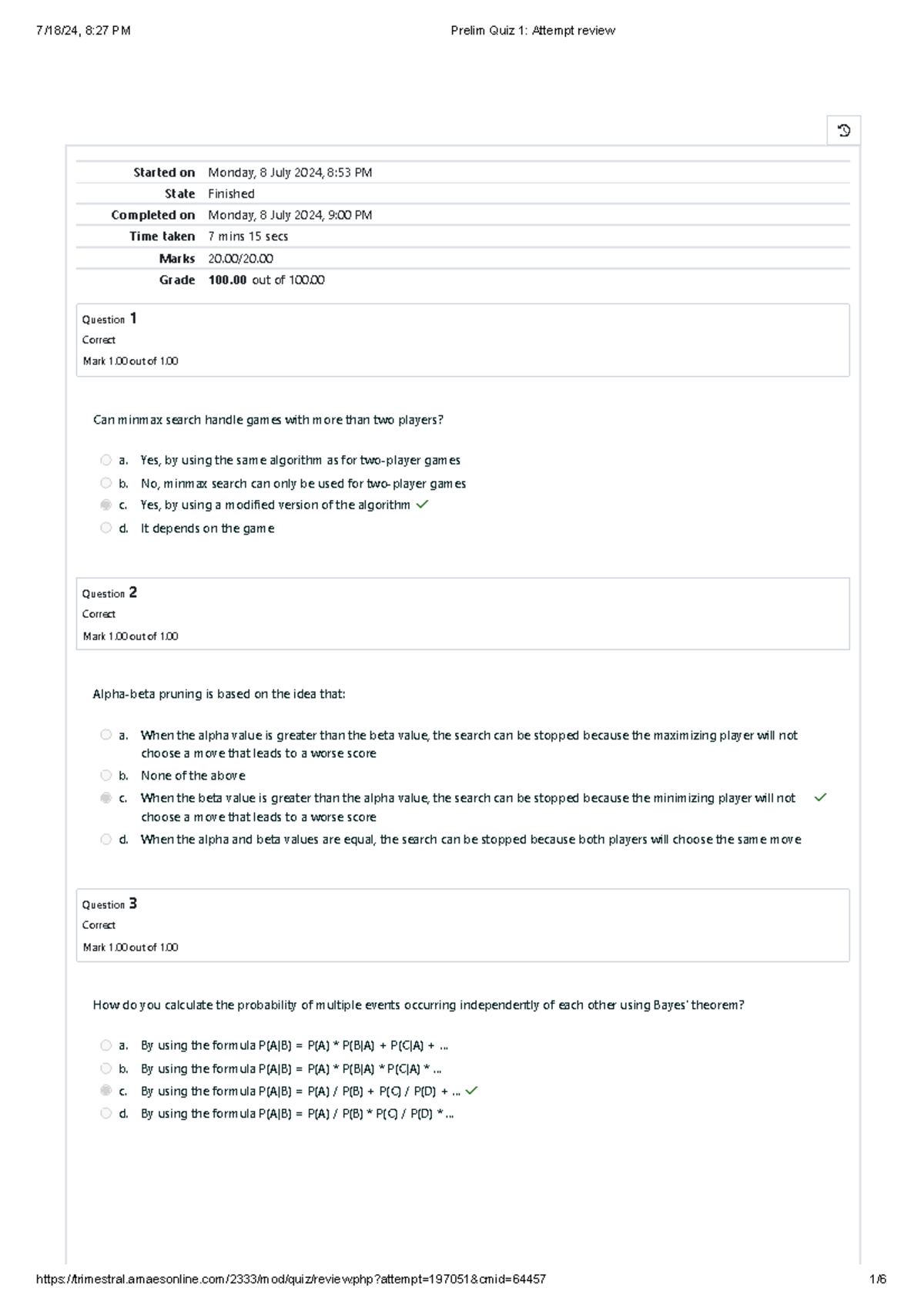 Midterm Quiz 2 Attempt Review UGRD-CYBS6101 Artificial Intelligence ...