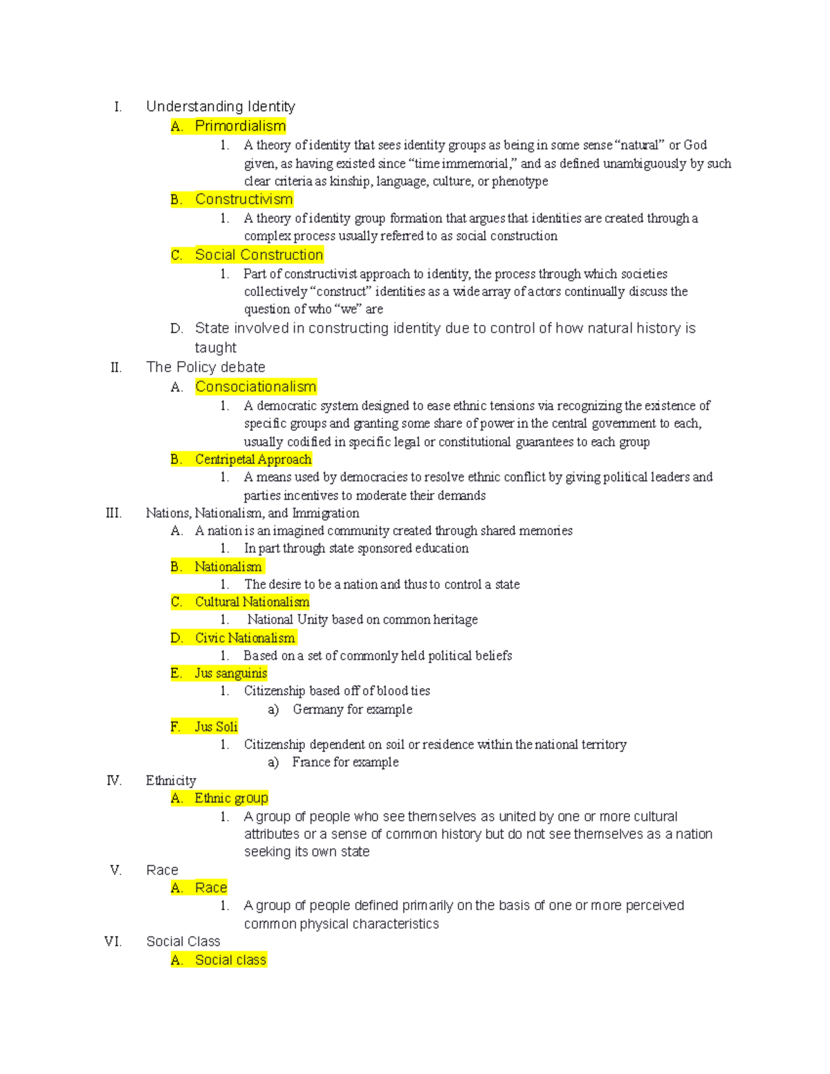 Ch 4 States and Identity - I. Understanding Identity A. Primordialism A ...