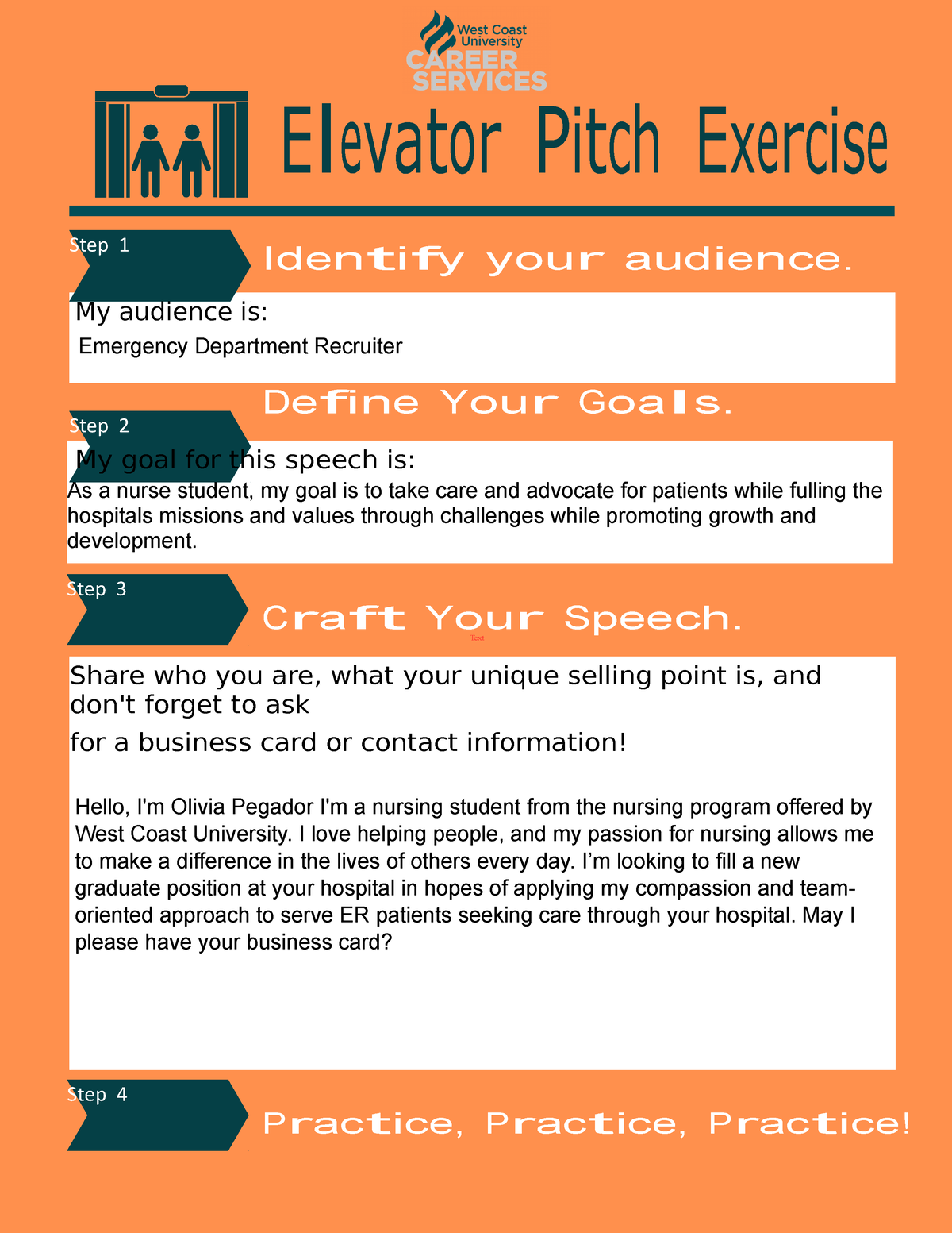 Elevator Pitch Exercise Sheet 497 - Elevator Pitch Exercise Identify ...