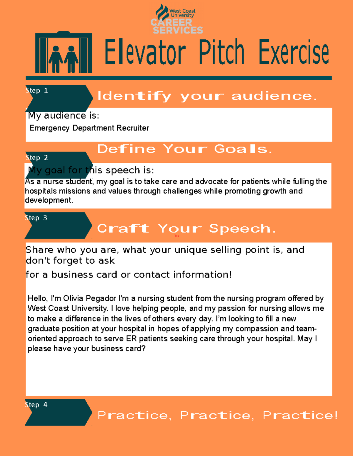 Elevator Pitch Exercise Sheet 497 Elevator Pitch Exercise Identify 