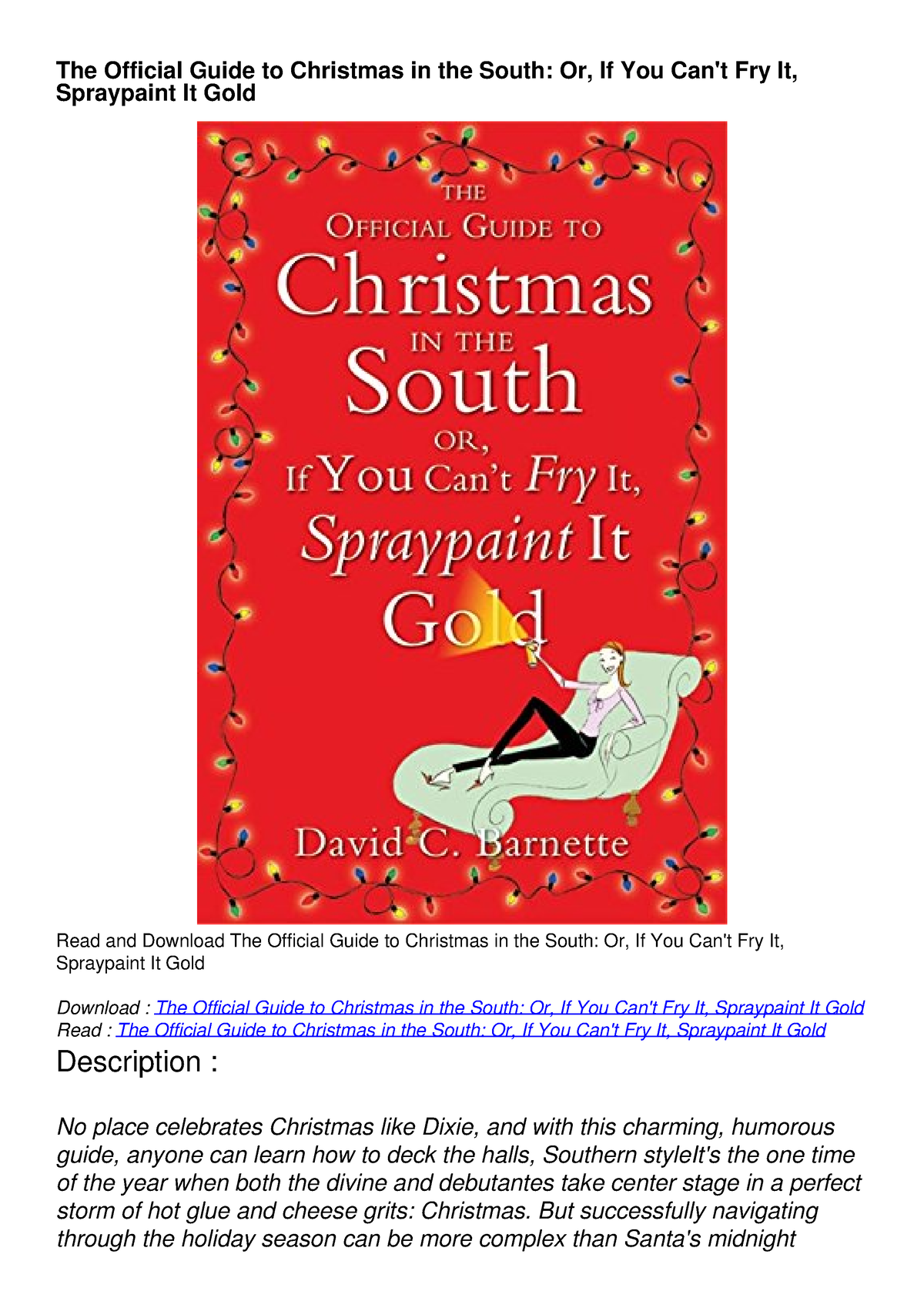 [PDF READ ONLINE] The Official Guide to Christmas in the South Or, If