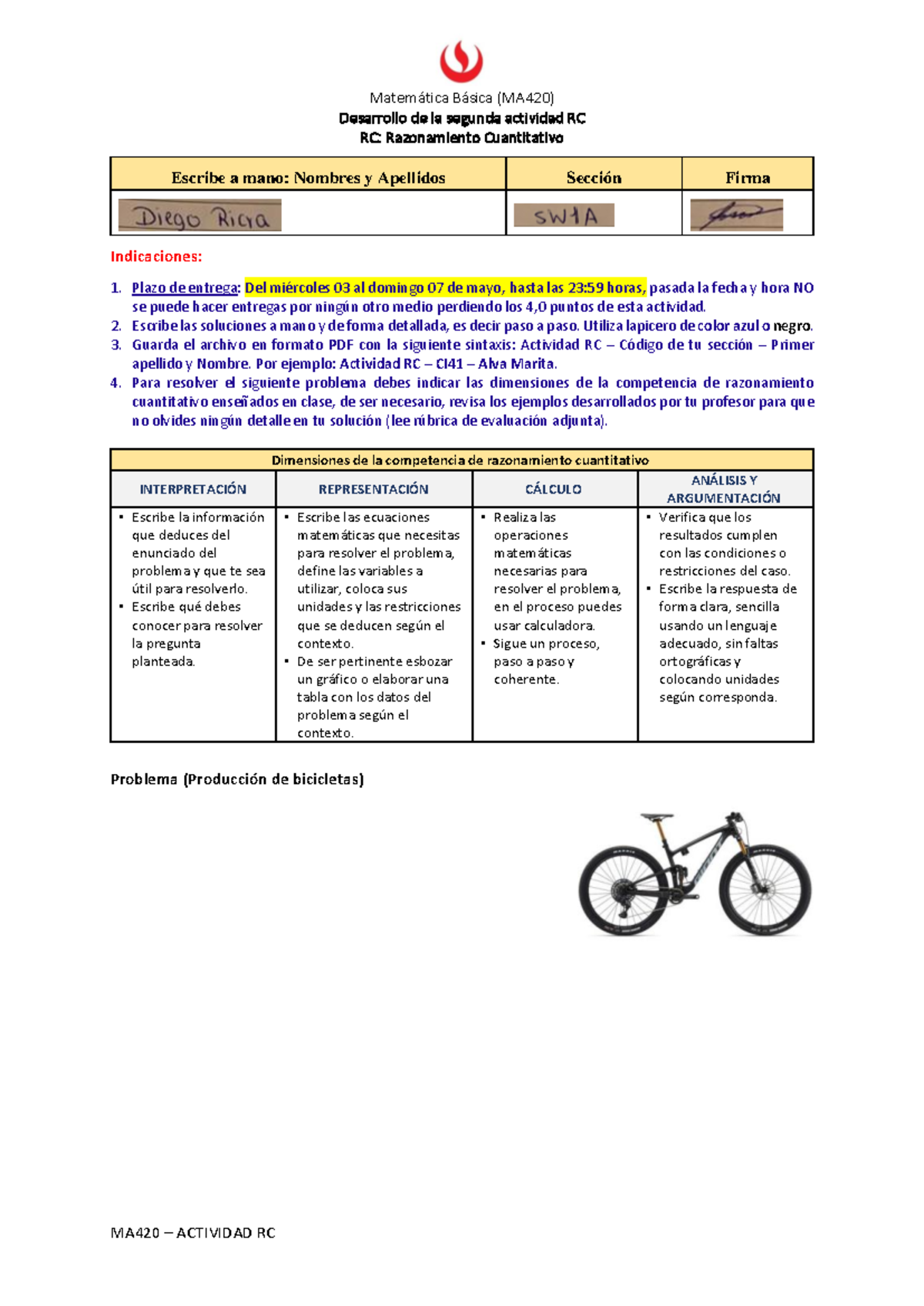 Actividad RC - Matemática Básica (MA420) Desarrollo De La Segunda ...