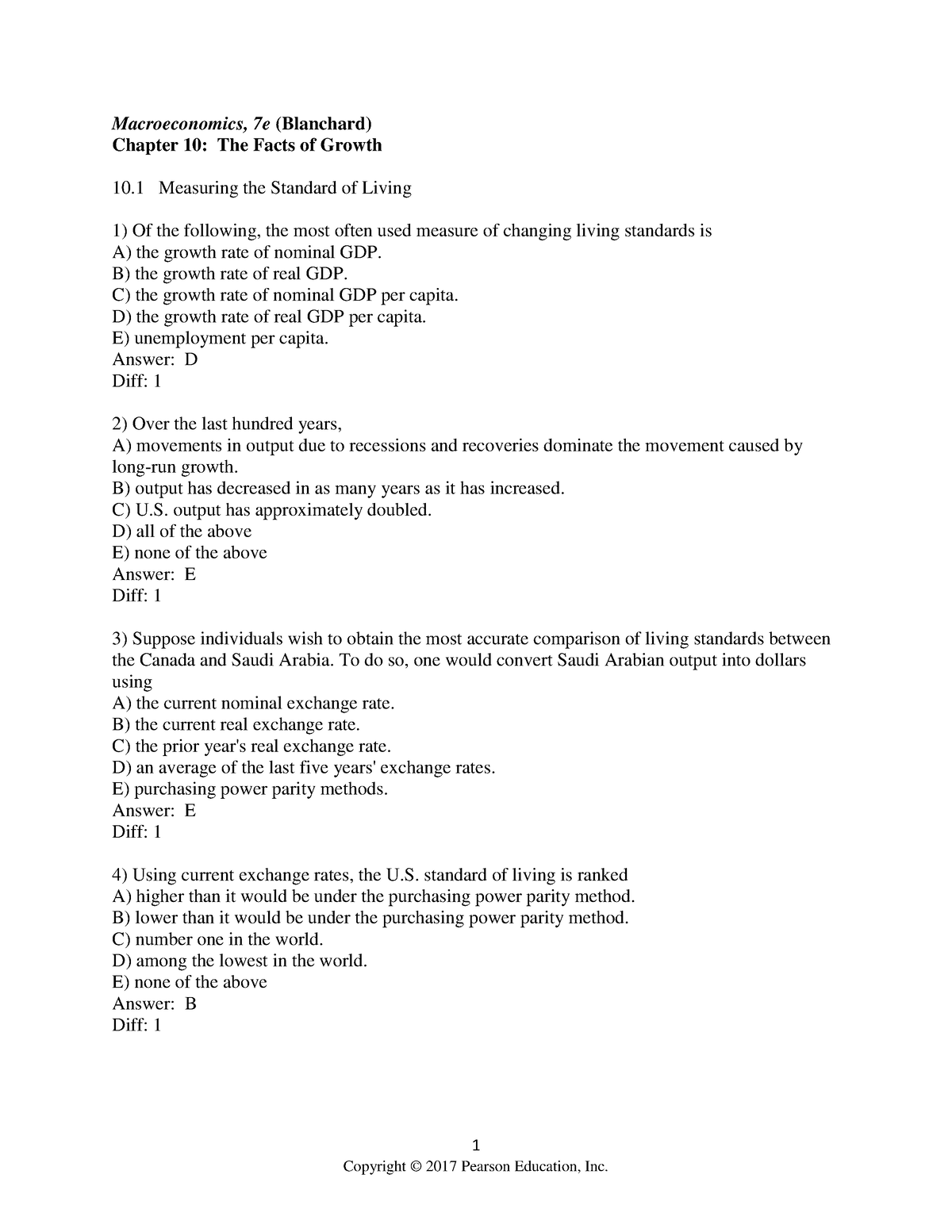 Chapter-10 - Blanchard Macroeconomics 7th Test Bank - 1 Macroeconomics ...