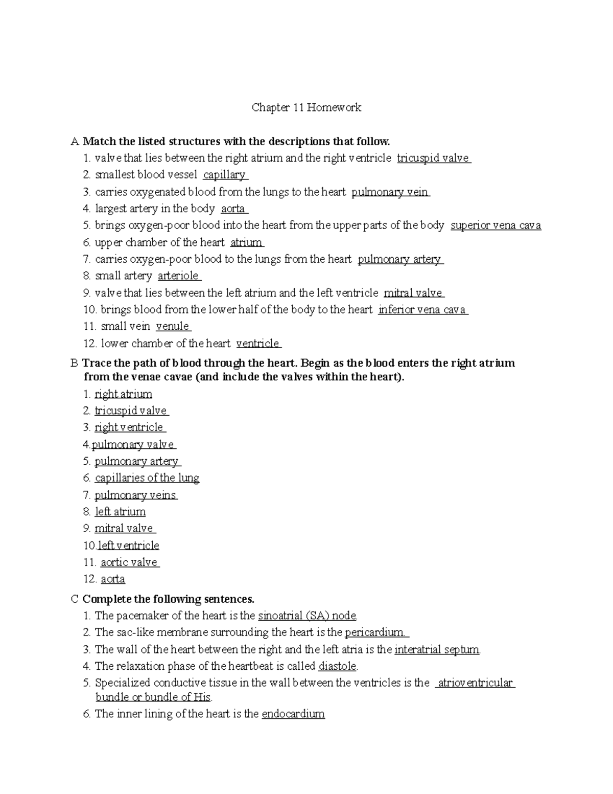 Ch 11 - Book - Chapter 11 Homework A Match The Listed Structures With ...