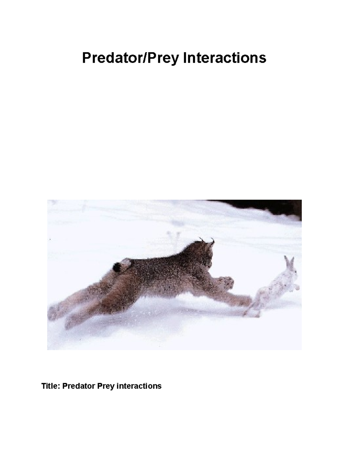 Predator prey new lab 1 Predator/Prey Interactions Title Predator