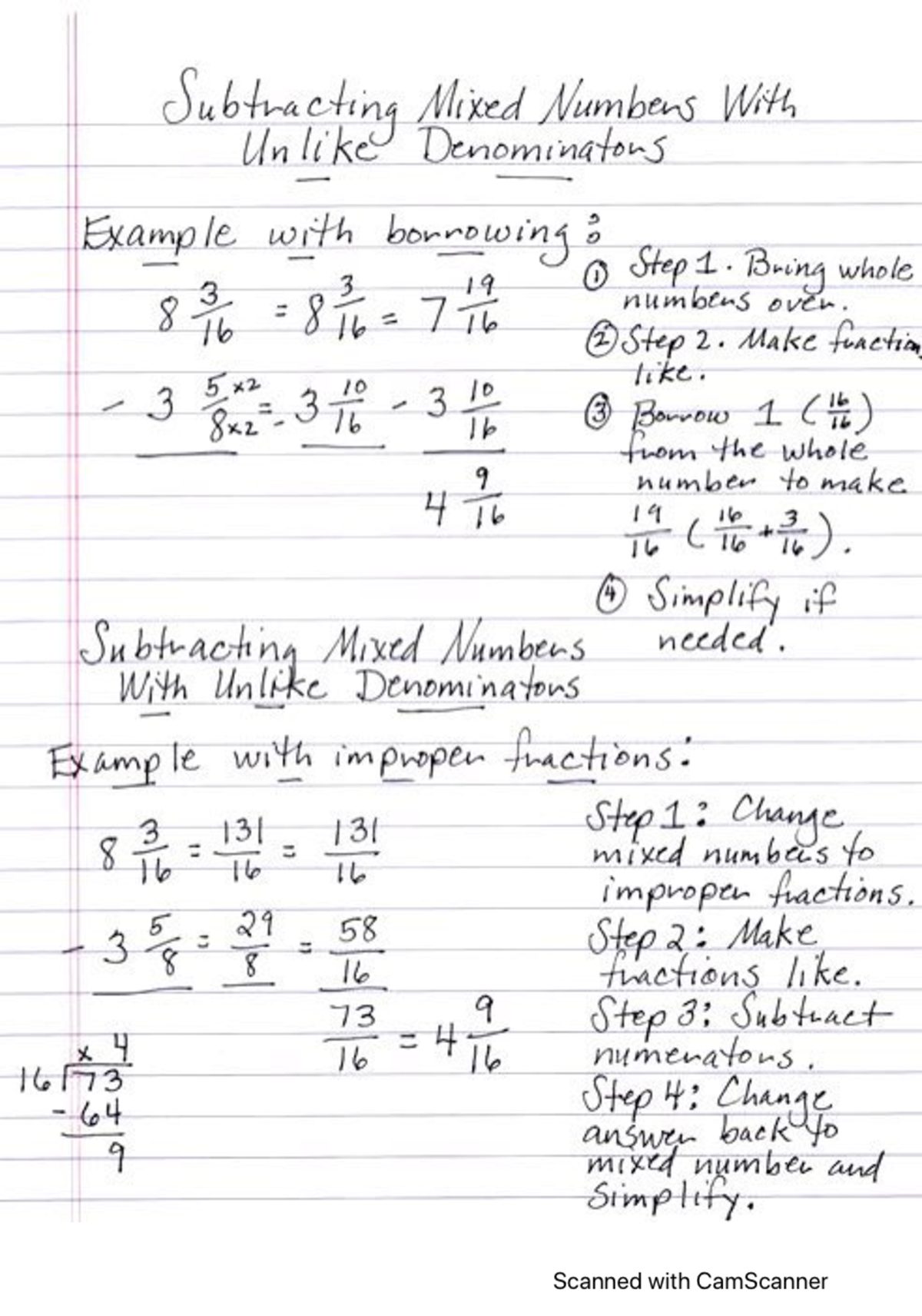 Subtracting mixed numbers - MATH 120 - Studocu