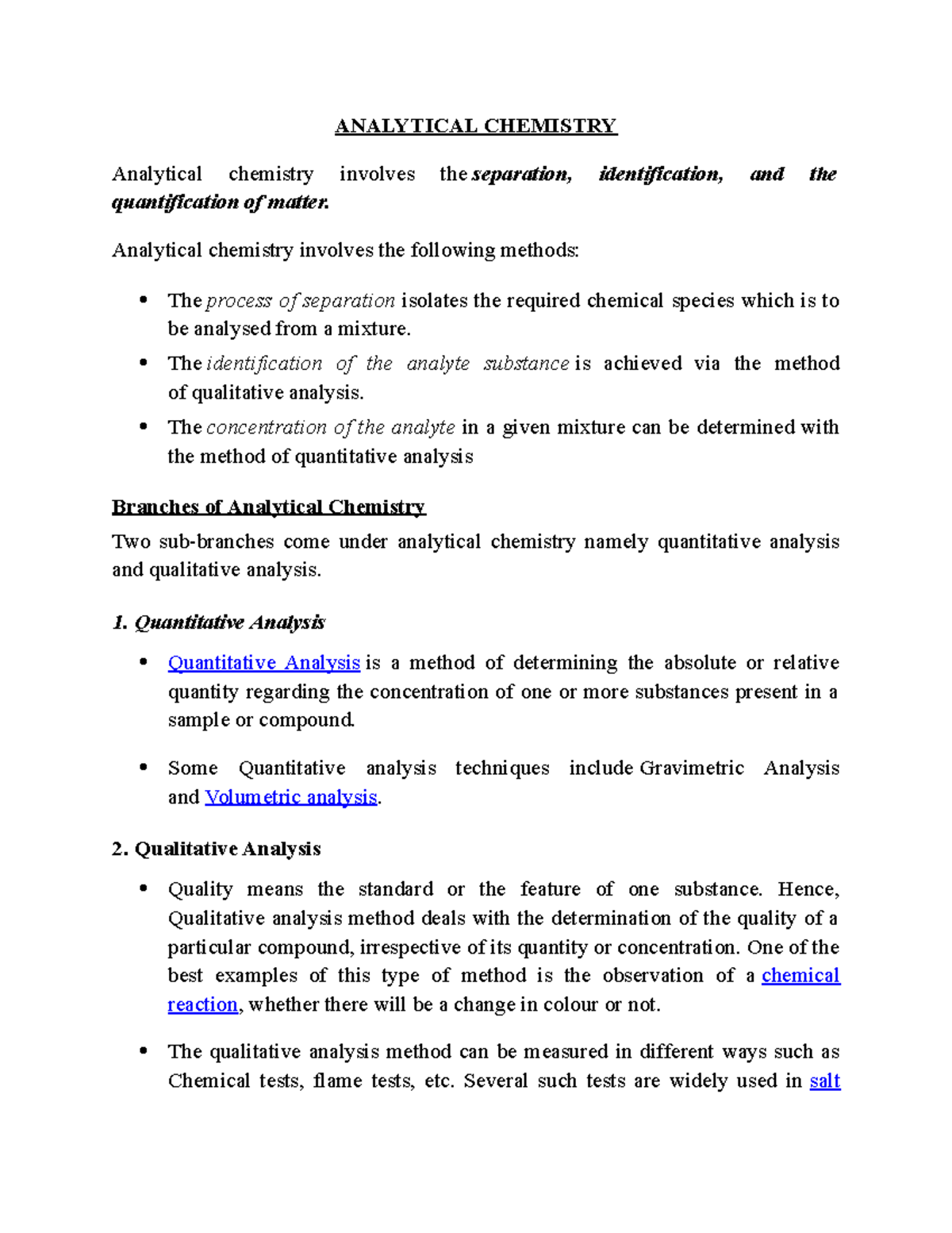 Analytical Chemistry 1 - ANALYTICAL CHEMISTRY Analytical chemistry ...