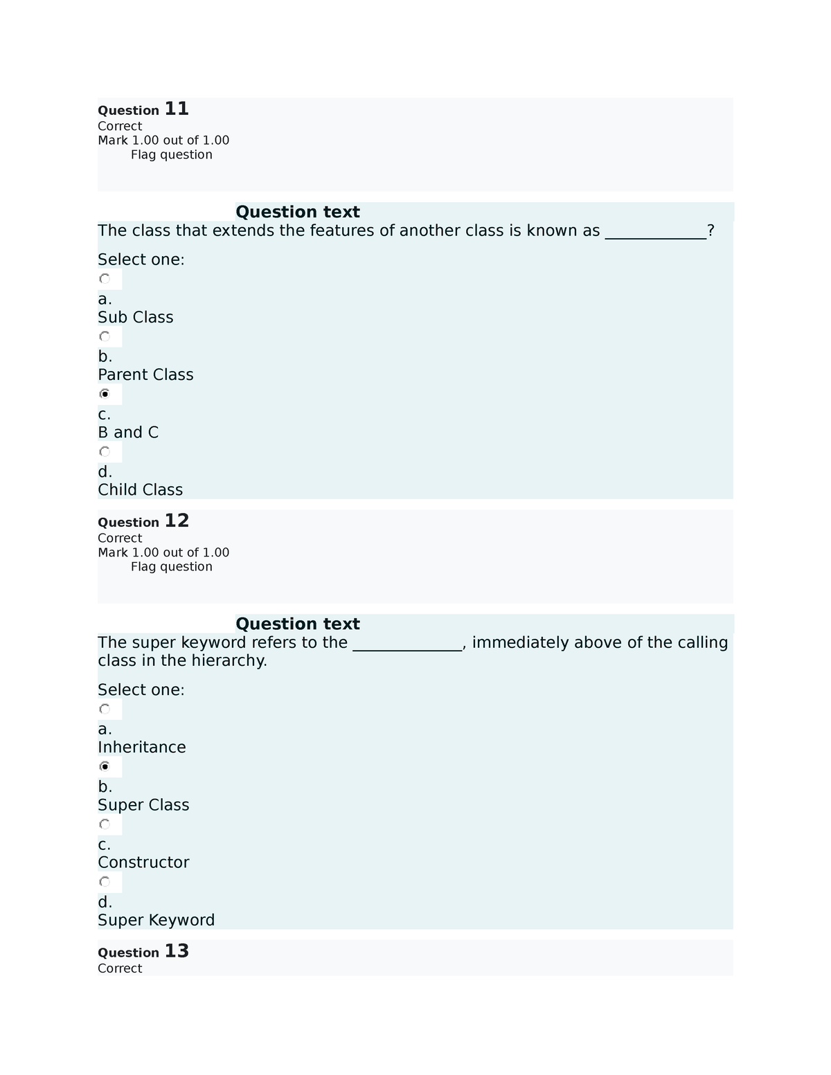 CS6203C Object Oriented Programming Prelim Q2 B - Question Correct 11 ...