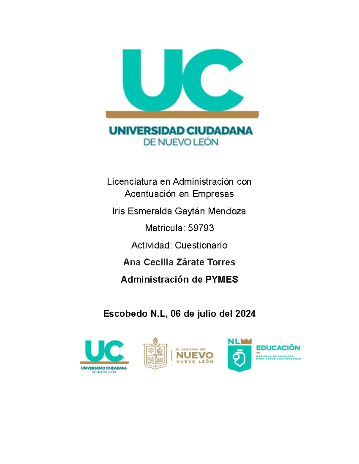 Cuestionario Pymes - vaaa - Licenciatura en Administración con ...