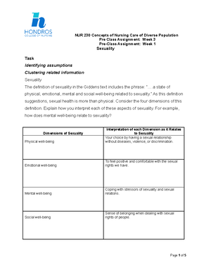 NUR 205-Week 4 Pre Class Assignment SP21 - 221 - Hondros - Studocu