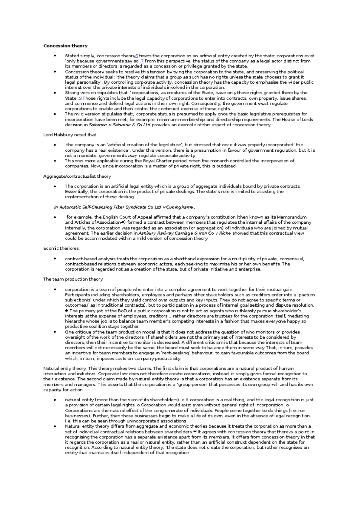 Concession theory and other theories of BO Concession theory Stated