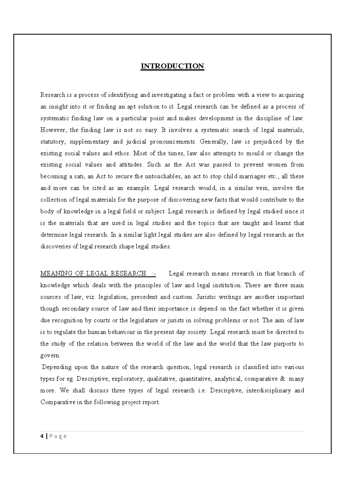 Types of legal research - INTRODUCTION Research is a process of ...