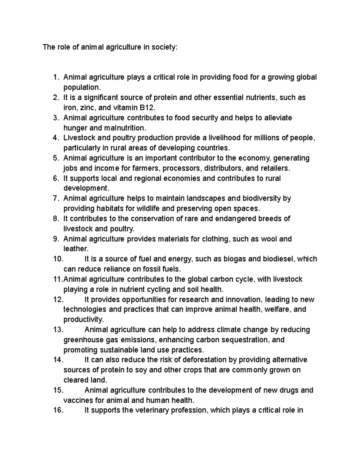 The role of animal agriculture in society - It is a significant source ...