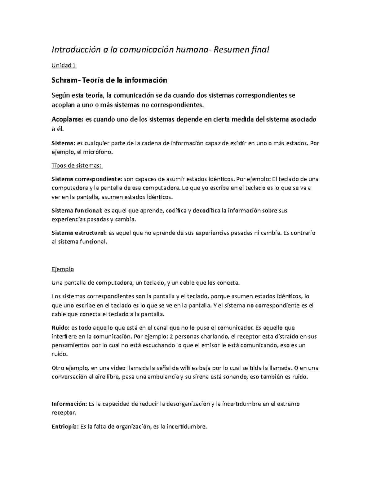 Resume final, Intro a la comunicación - Introducción a la comunicación ...