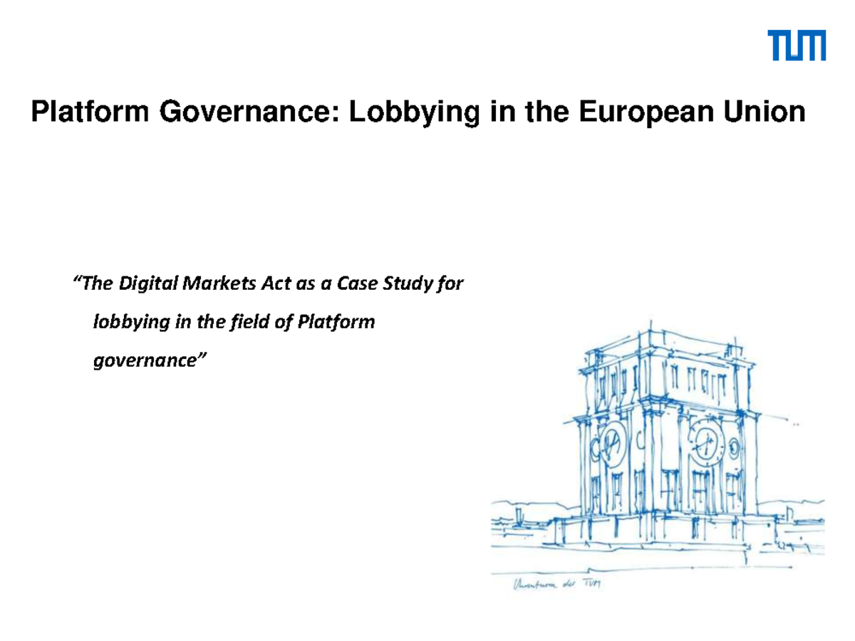 Platform Governance The Digital Markets Act as a Case Study for ...