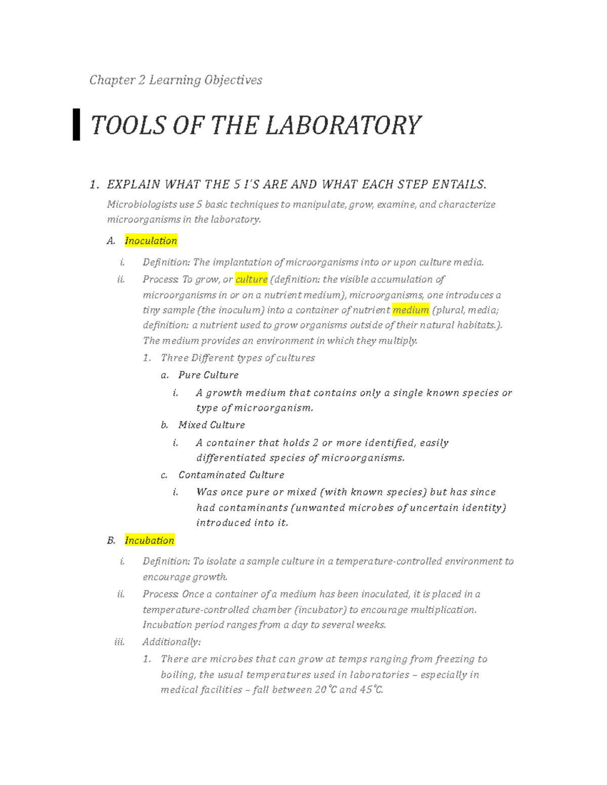BIOL 440 Chapter 2 Learning Objectives Chapter 2 Learning Objectives TOOLS OF THE LABORATORY 1