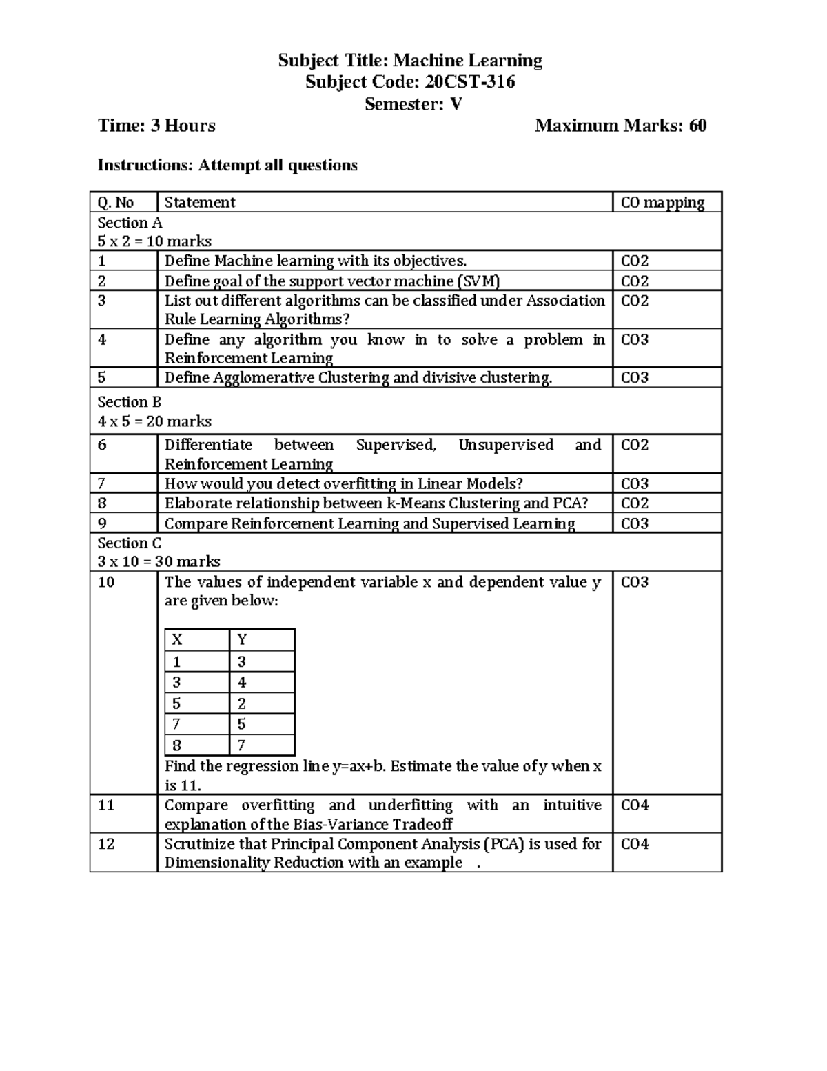 ML Model Paper-1 - Practice questions set - Subject Title: Machine ...
