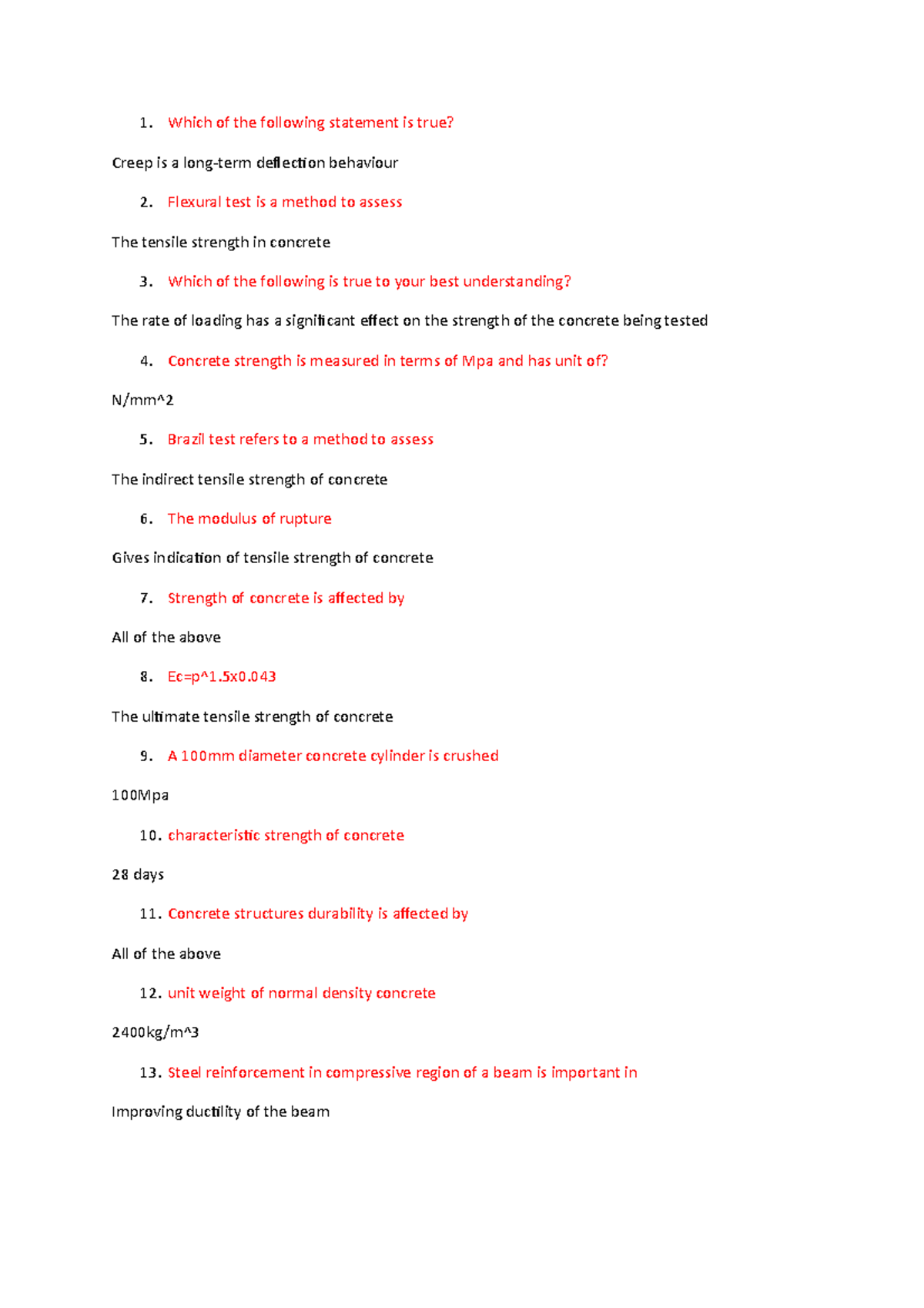 Construction Technology Three quiz answers - Which of the following ...