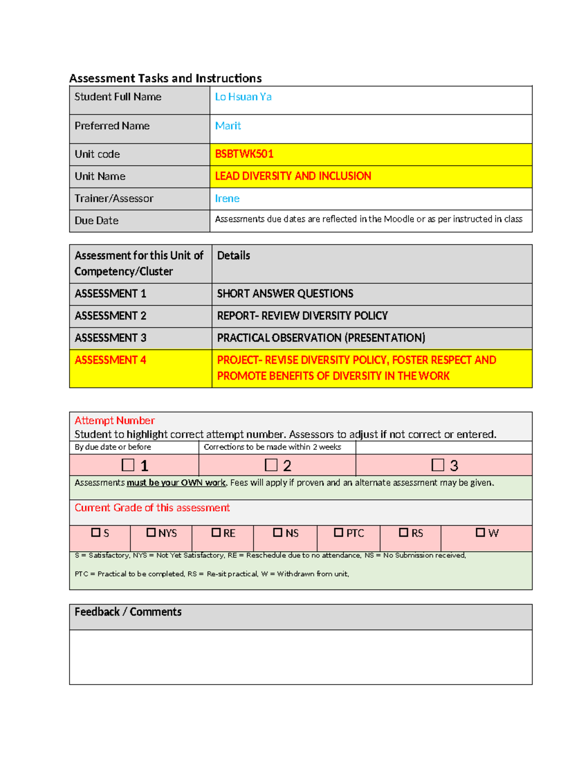 0614938140 Assessment 4 Corerctions - Assessment Tasks and Instructions ...