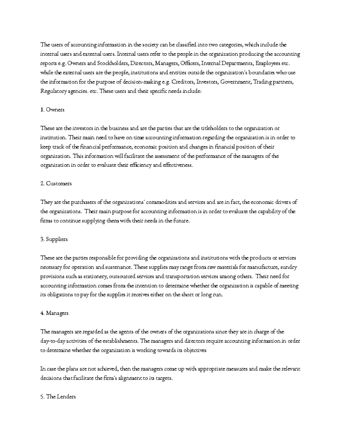 Internal and external users of accounting information grammar and