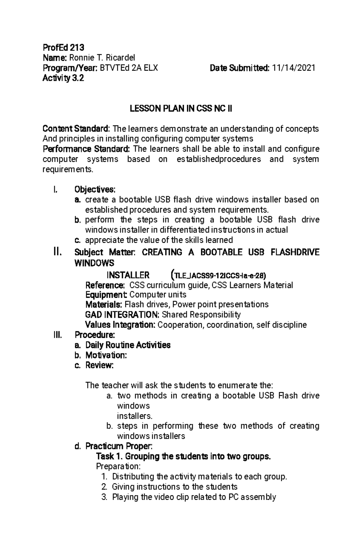 Activity No-3.2 Lesson Plan - Environmental Engineering - USM - Studocu