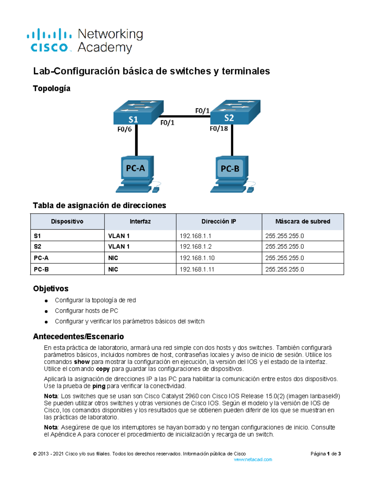2.9.2 Lab - Basic Switch and End Device Configuration - 2013 - 2021 ...