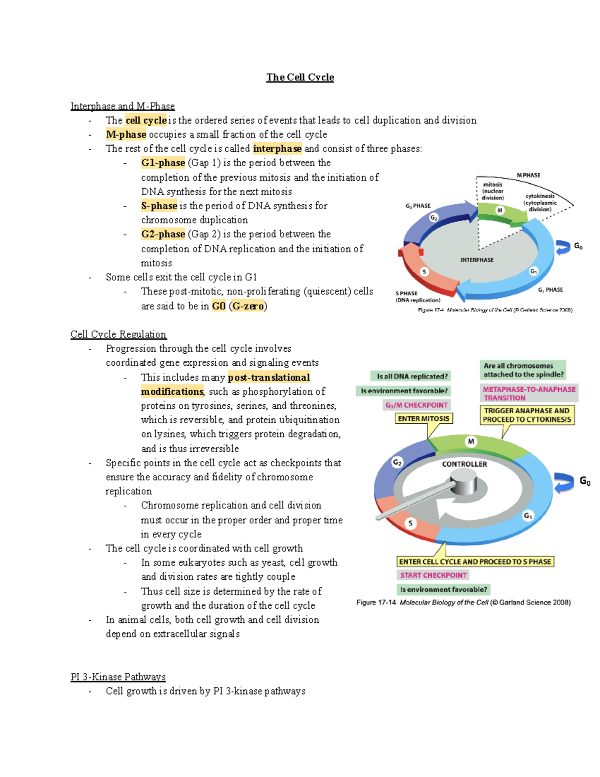 MCB 2210 Block 4 - Spring 2022 - The Cell Cycle Interphase and M-Phase ...