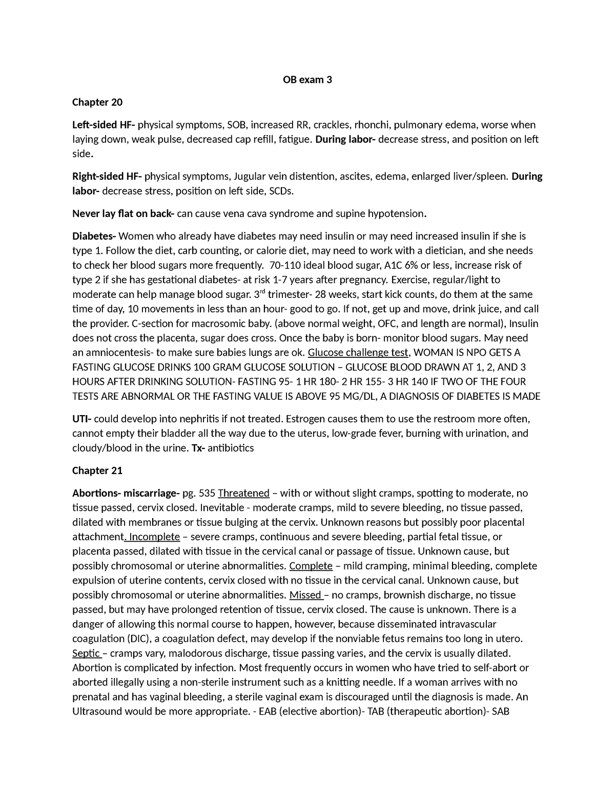 OB exam 3 - OB exam 3 Chapter 20 Left-sided HF- physical symptoms, SOB ...