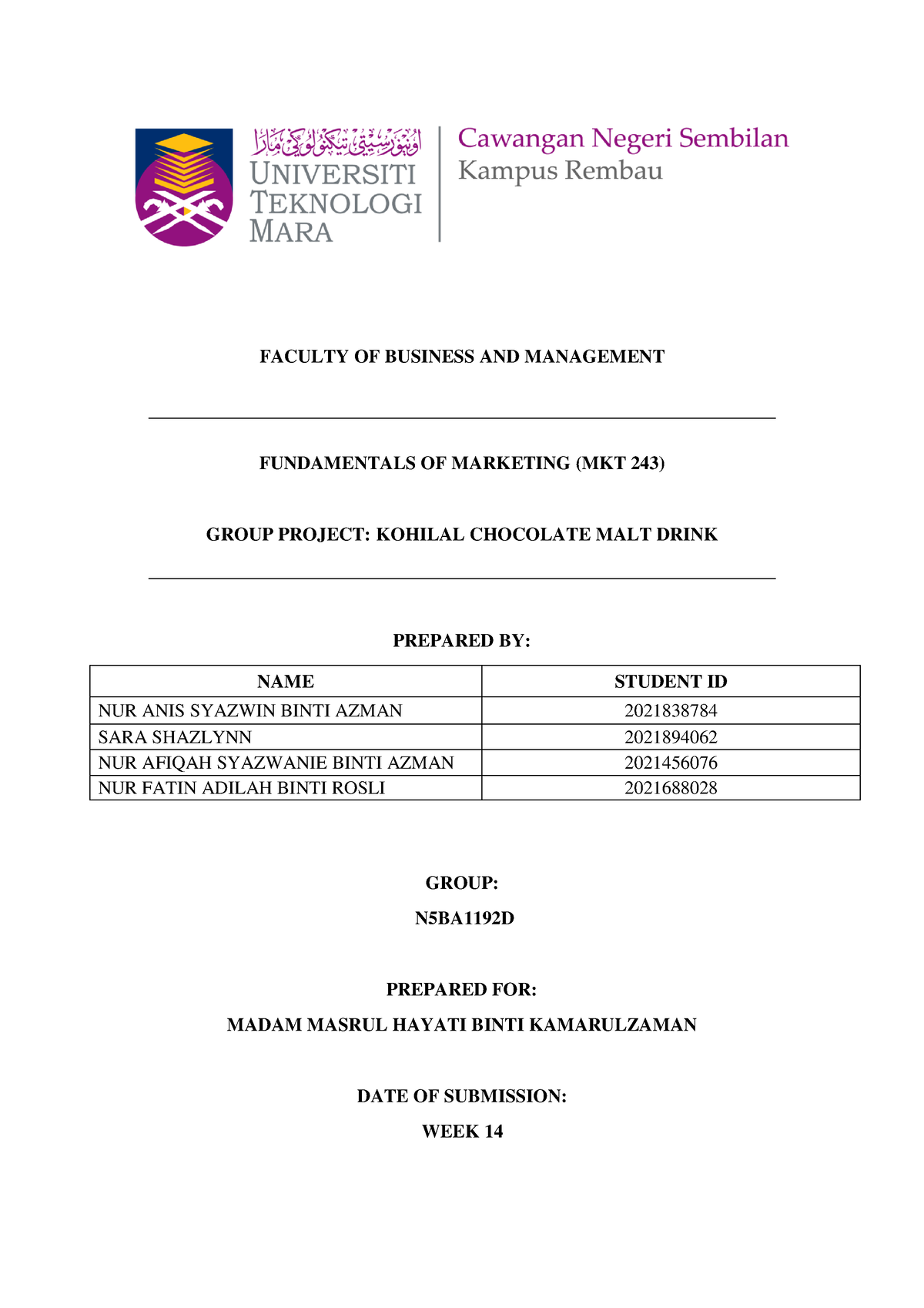 mkt243 group assignment 2022