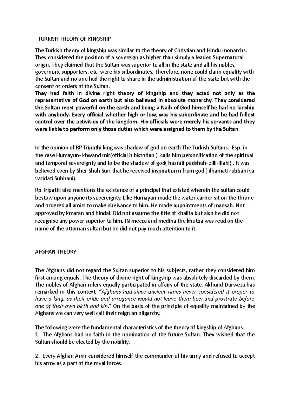 Turkish Theory OF Kingship Material TURKISH THEORY OF KINGSHIP The