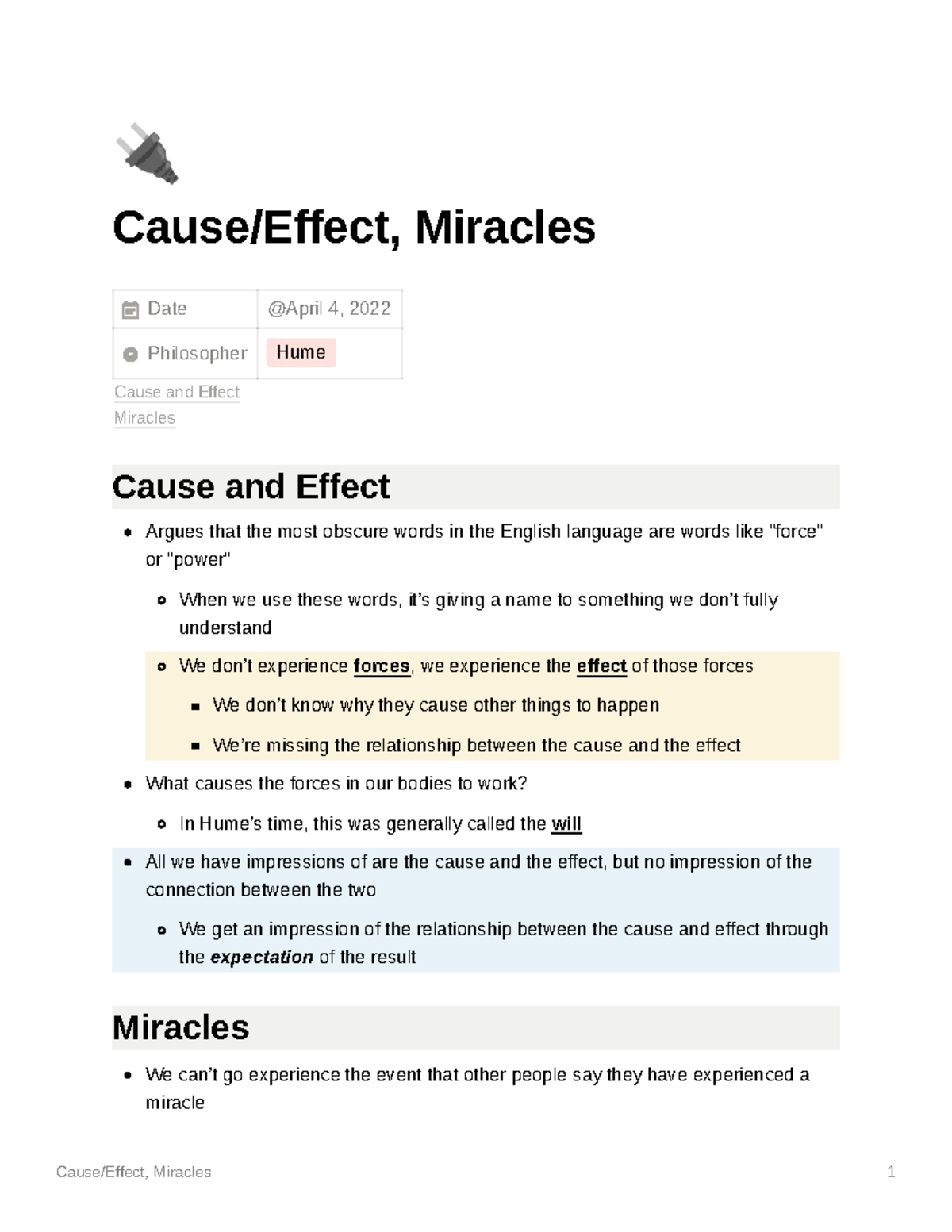 Cause/Effect and Miracles Cause/Effect, Miracles 1 🔌 Cause/Effect