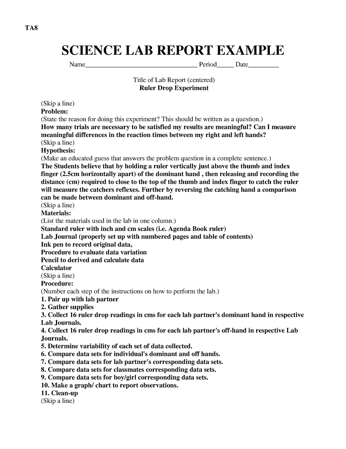 Chemical Engineering Lab Report Example