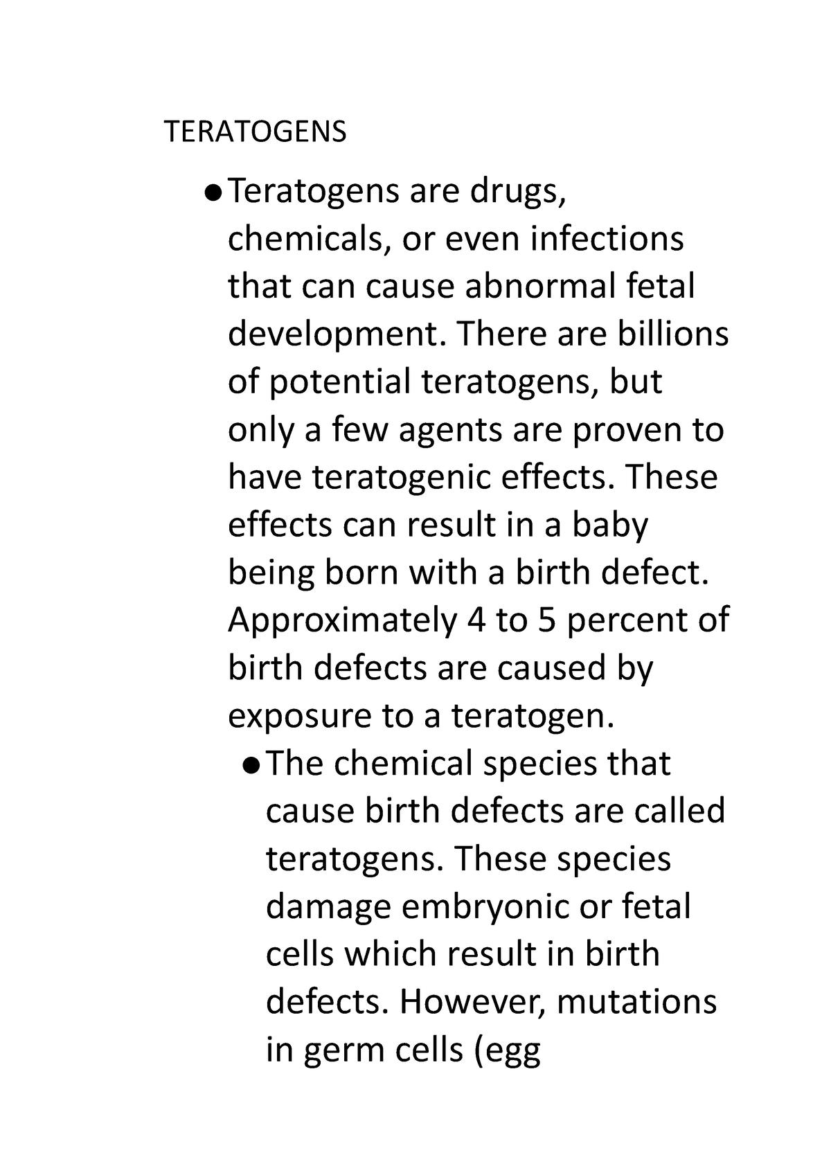 teratogens chemistry - TERATOGENS ⚫ Teratogens are drugs, chemicals, or ...