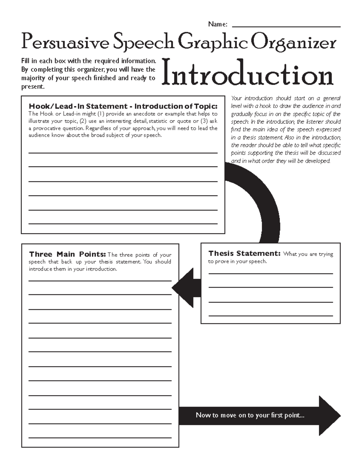 Persuasive Speech Graphic Organizer - By completing this organizer, you ...