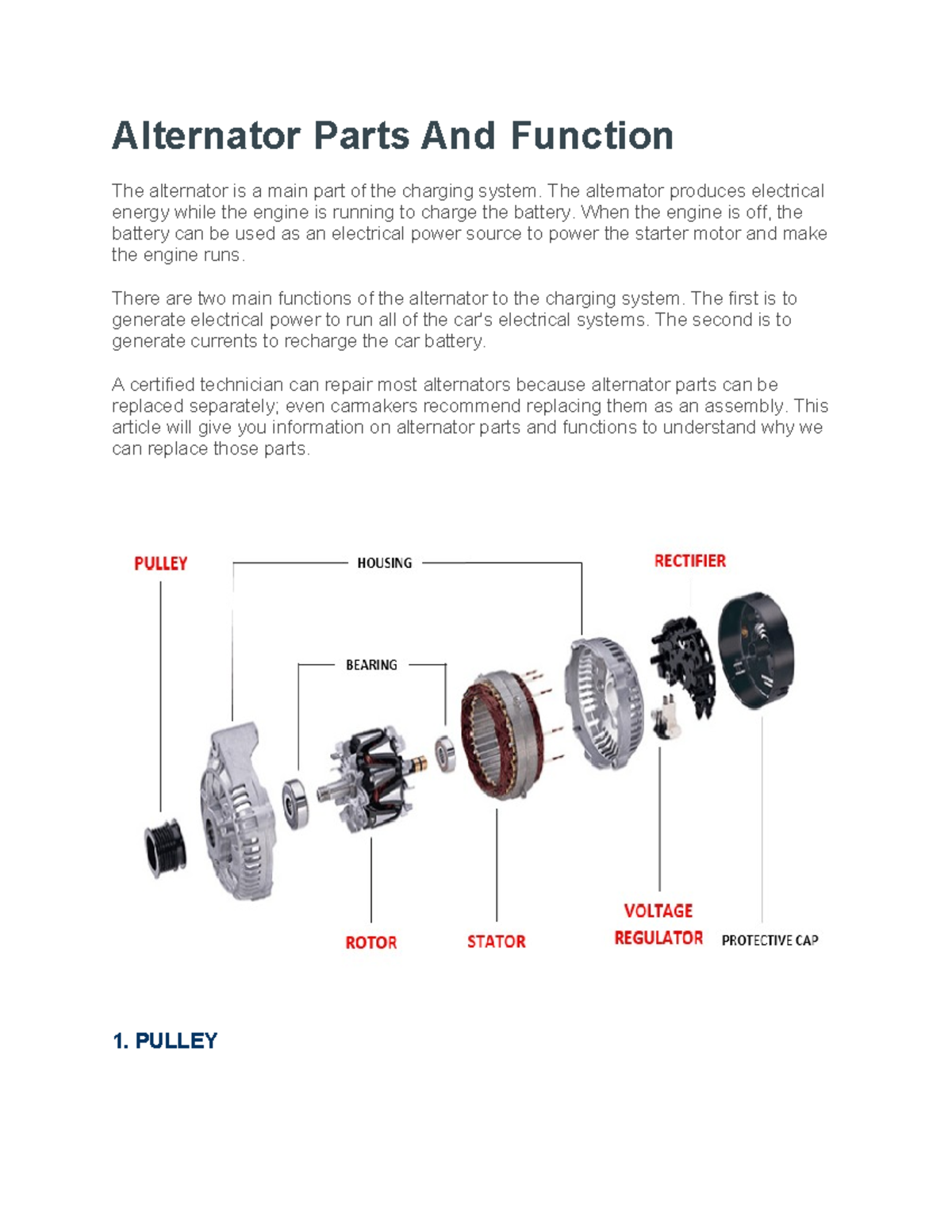 Alternator Parts And Function part 2 Alternator Parts And Function