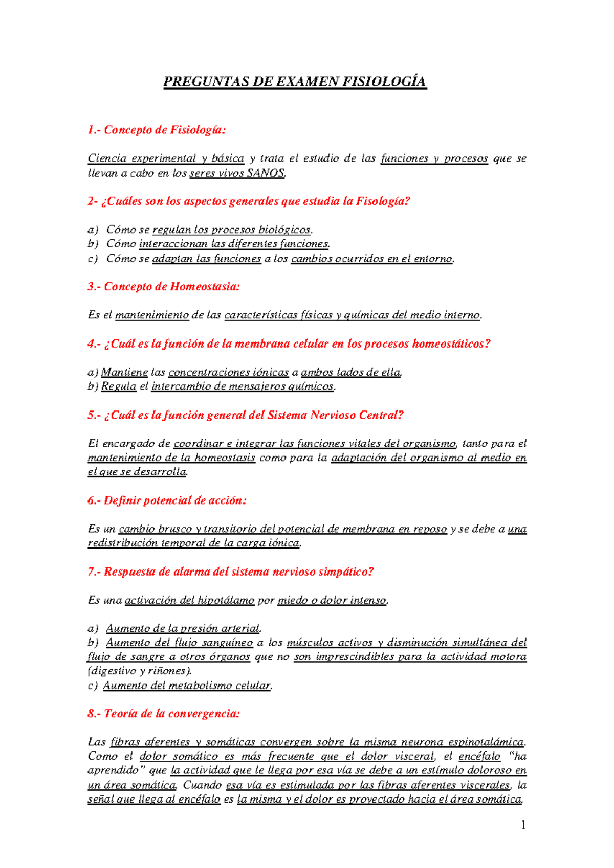 Preguntas Examen De Fisiología - PREGUNTAS DE EXAMEN FISIOLOGÍA 1 ...