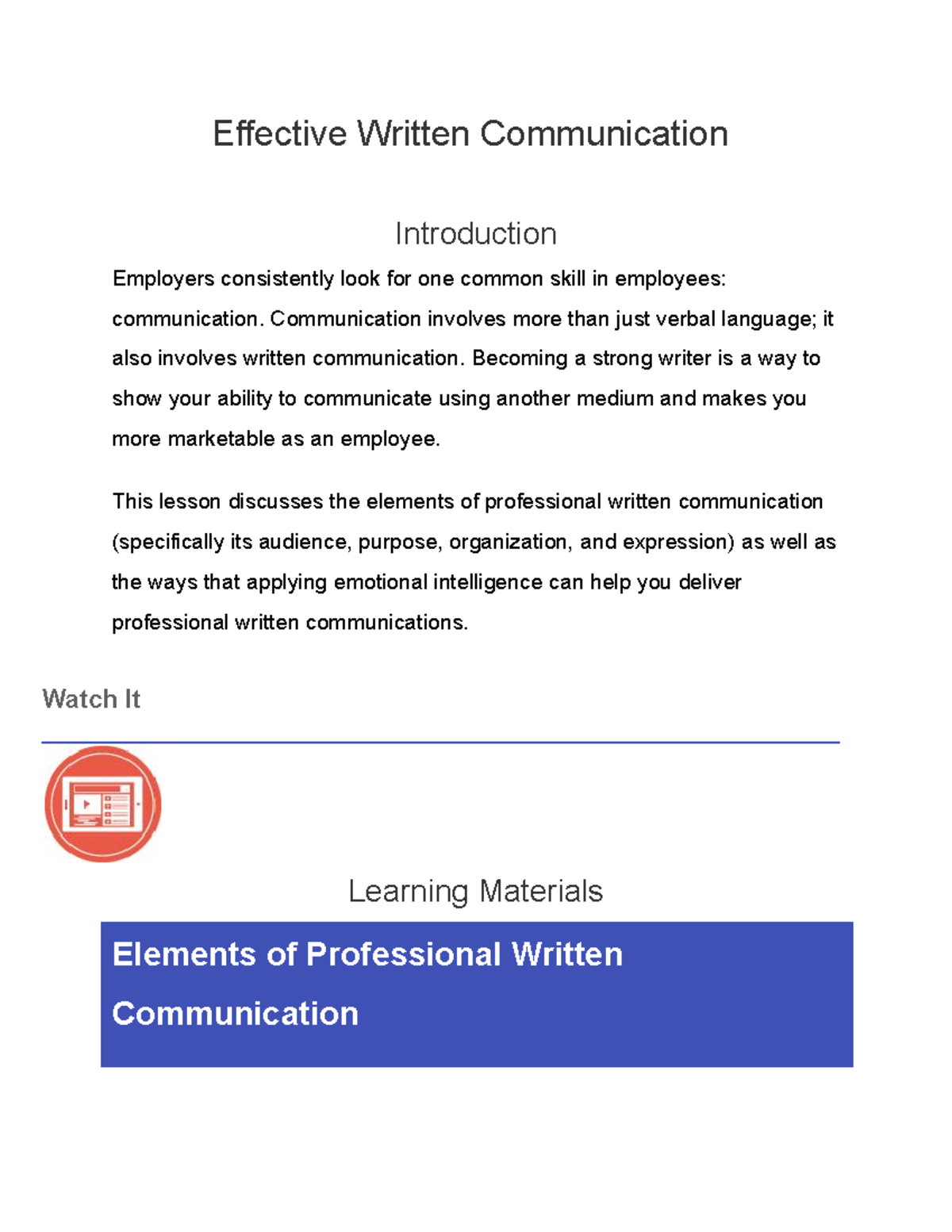 Effective Written Communication - Effective Written Communication ...