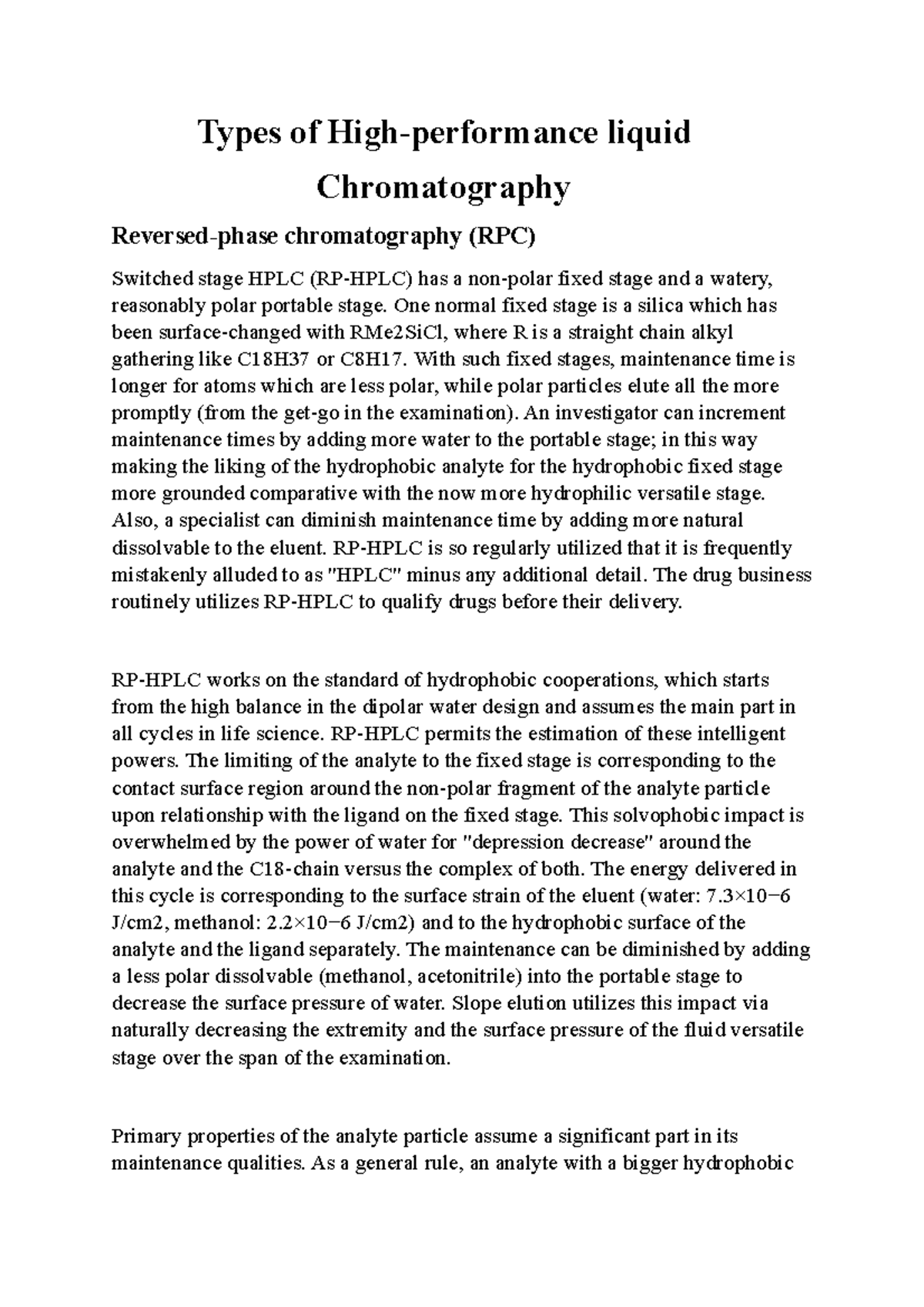 Types of Highperformance liquid 1 Types of Highperformance liquid