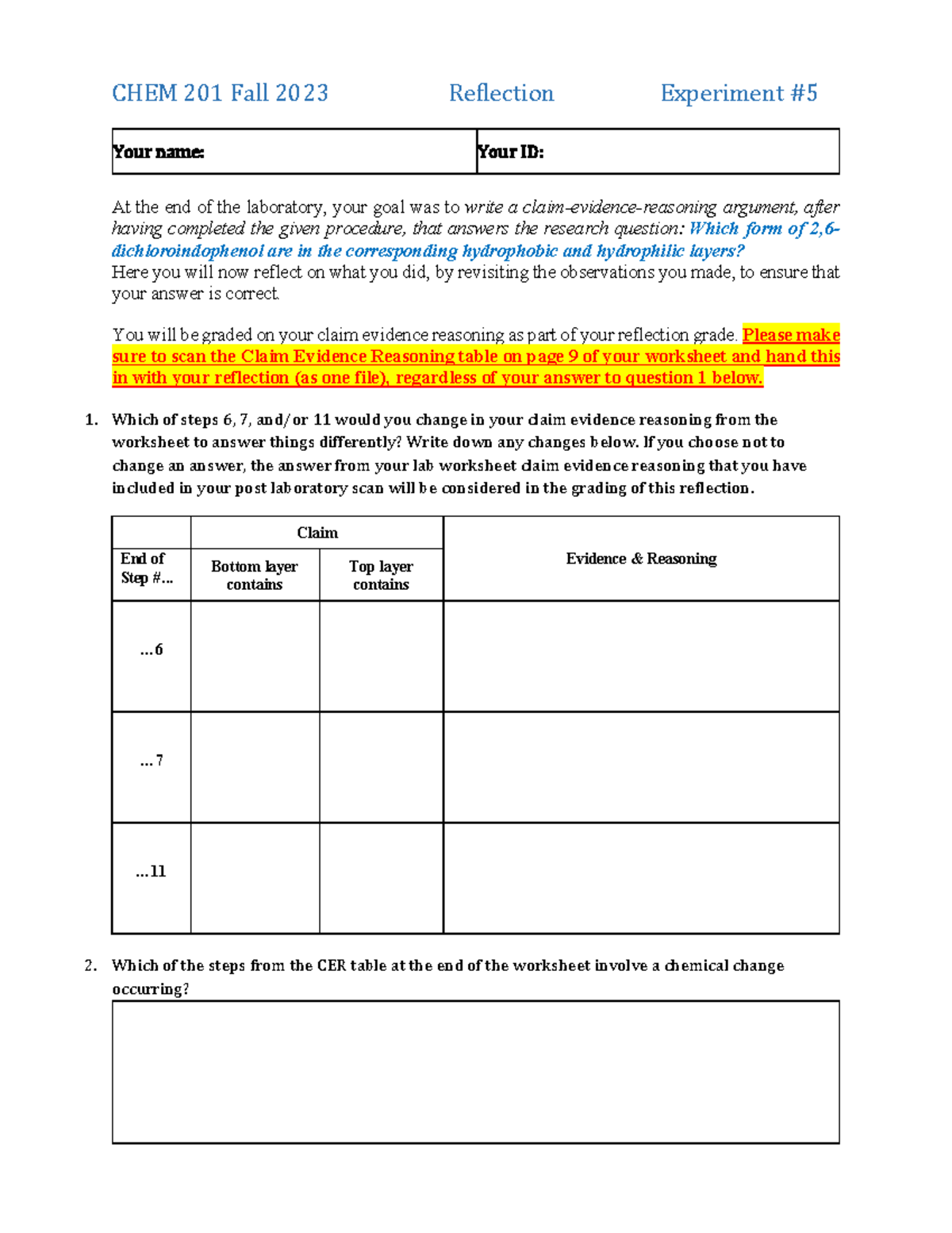 201 F23 acid base reflection draft 1 - CHEM 201 Fall 2023 Reflection ...