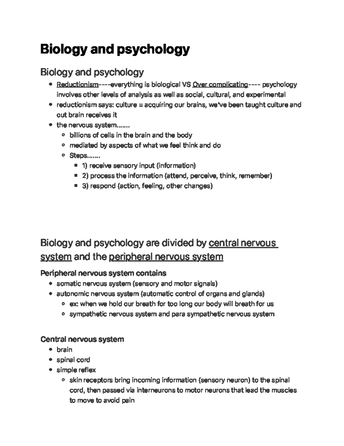 Biology And Psychology - B I O L O G Y A N D P S Yc H O L O G Y Biology ...