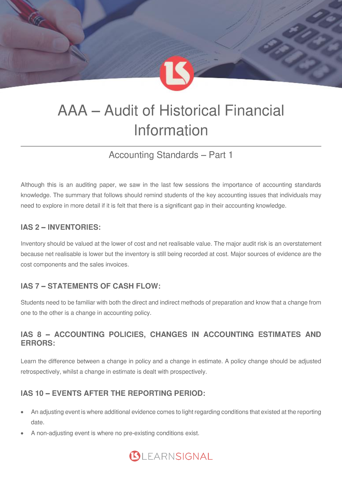 AAA accounting standards part 1 AUI4863 Unisa Studocu