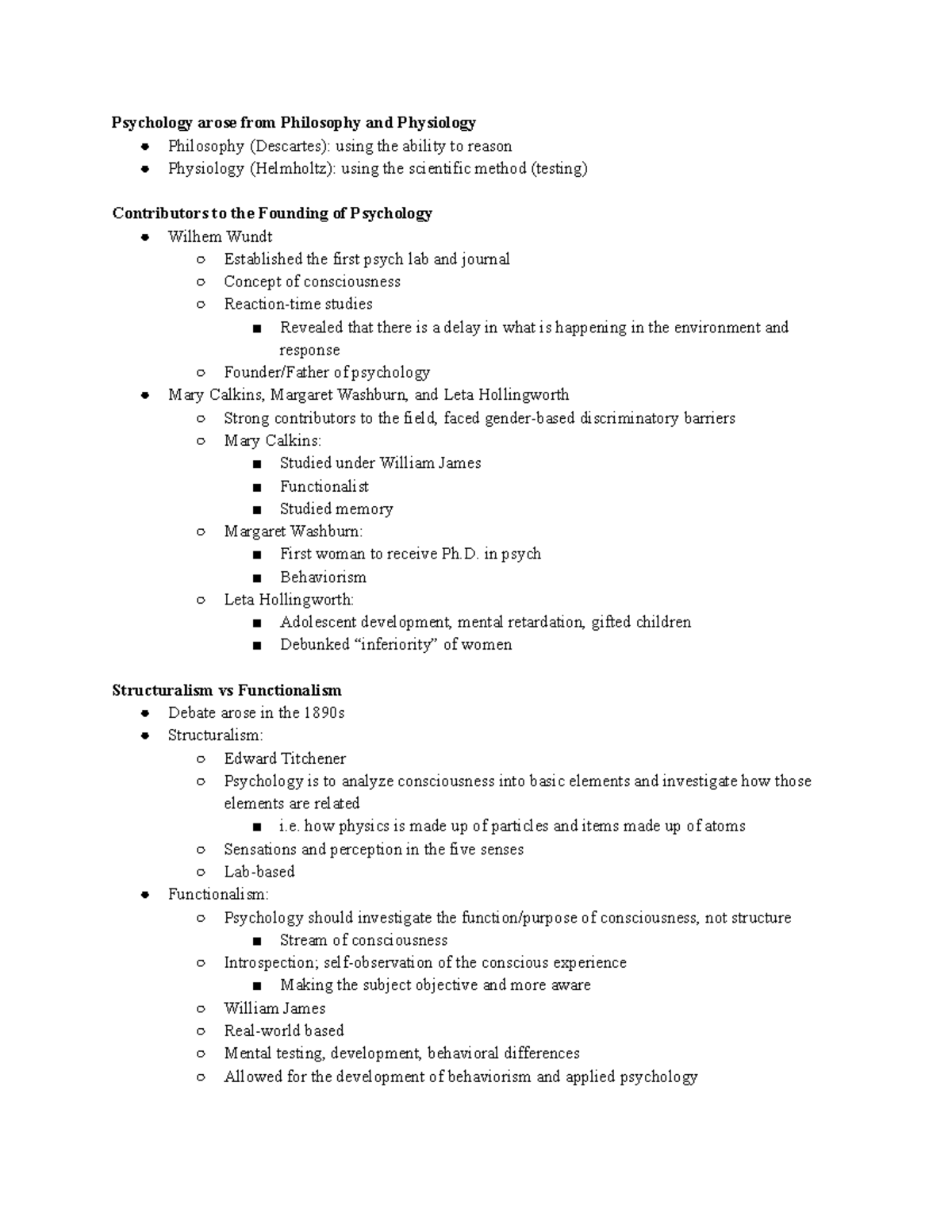 PSYC 101 Chapter 1 Notes - Psychology arose from Philosophy and ...
