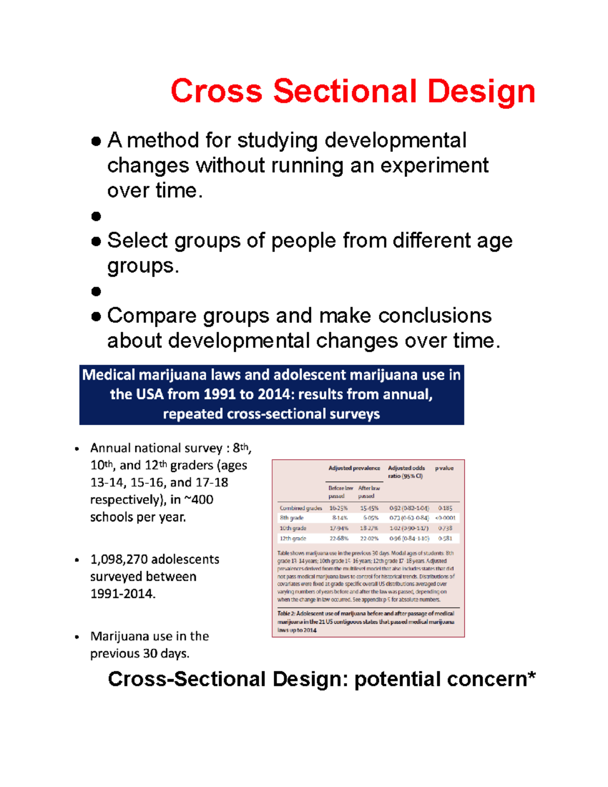 Psy242 Cross Sectional Design - Cross Sectional Design A method for ...